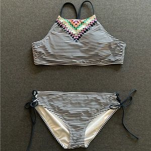 Xhilaration Navy White Striped Bikini Size XL